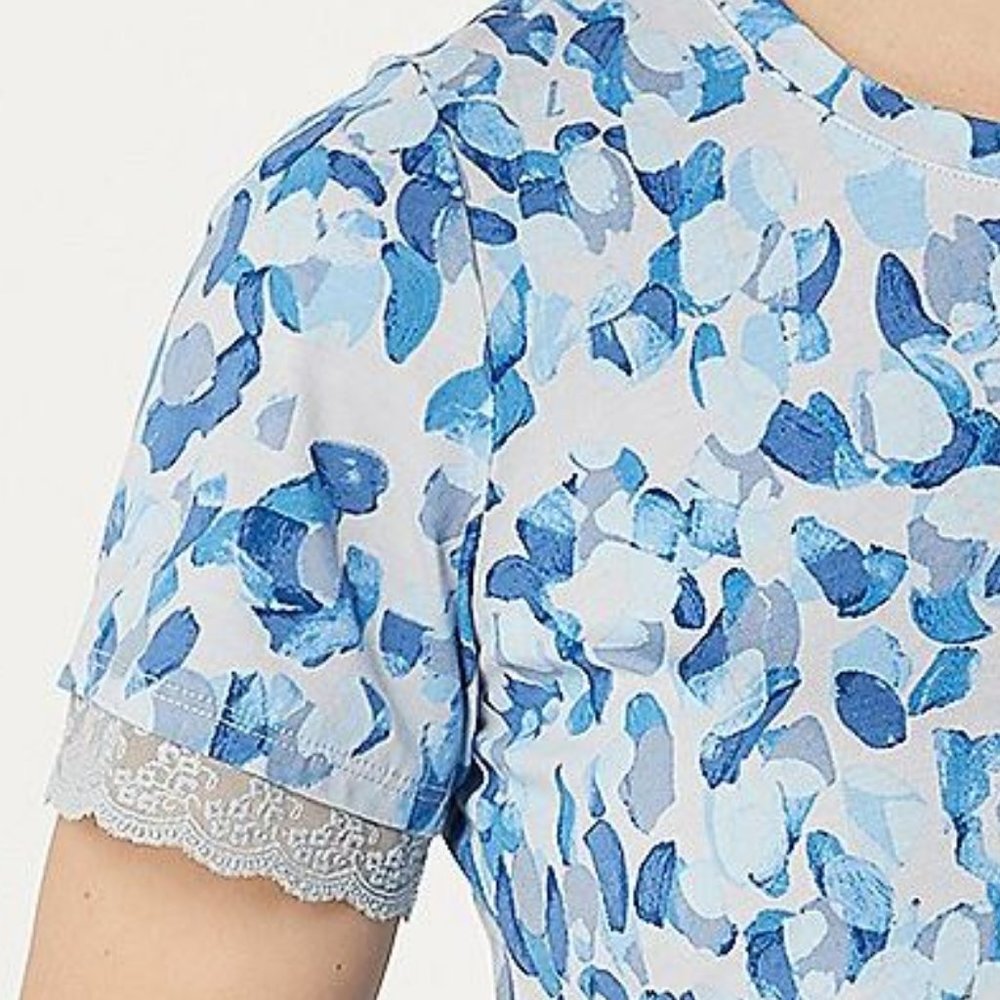 LOGO Printed Cotton Modal Top with Sleeve Detail - Picture 3 of 4